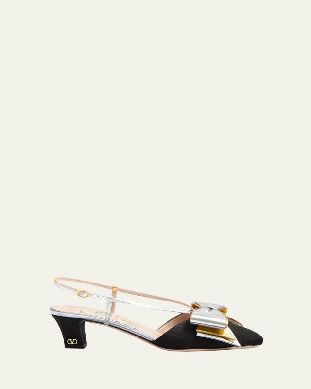 Bowow Moire Colorblock Slingback Pumps
